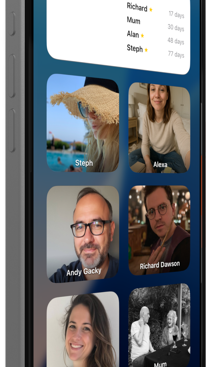 iPhone homescreen with Me and Mine widgets